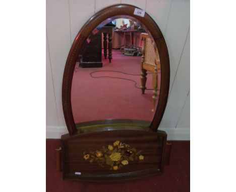 Vintage oval mirror and  inlaid tray