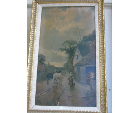 Pair of vintage gilt framed canvas pictures