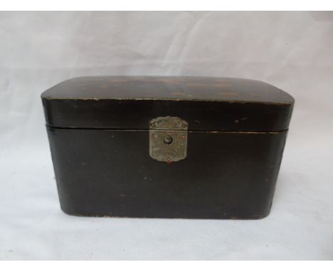 Antique laquered oriental tea caddy and original key
