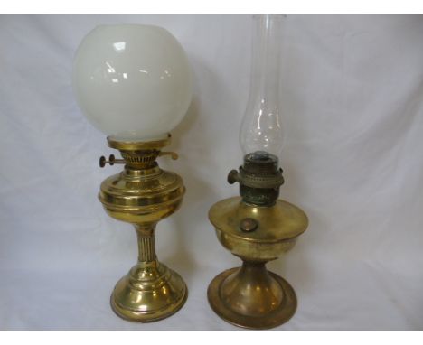 2 Vintage brass oil lamps