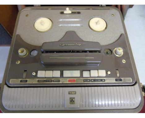 Cased vintage reel to reel tape recorder