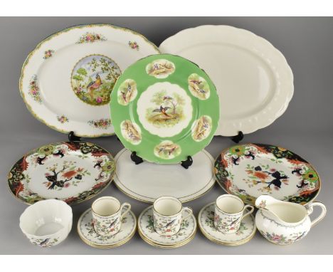 A Collection of Various Ceramics to Comprise Aynsley Pembroke Coffee Cans and Saucers, Hand Painted Plate with Bird Cartouche
