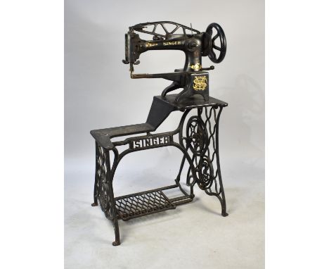 A Vintage Industrial Singer Leather Stitching Treadle Sewing Machine
