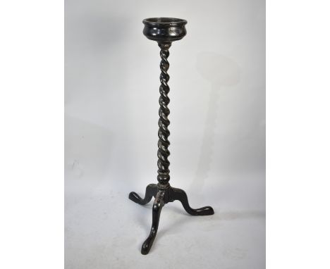 An Edwardian Oak Barley Twist Pot Plant Holder on Tripod Support