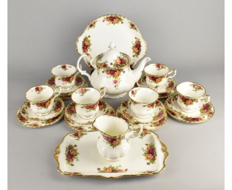 A Royal Albert Old Country Roses Tea Set to Comprise Six Cups, Six Saucers, Six Side Plates, Cake Plate, Teapot, Jug and Tray