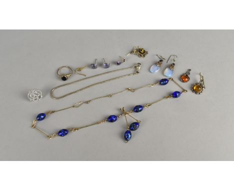 A Collection of Various Silver and White Metal Jewellery to include Amber Mounted Pendants/Earrings Opaline and Amethyst East