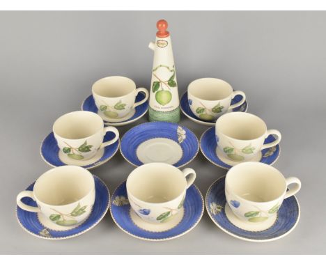 A Collection of Wedgwood Sarah's Garden to Comprise Seven Cups, Eight Saucers and a Vinegar Bottle