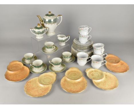 A Collection of Ceramic Tea and Coffee Wares to Comprise Green and Gilt Coffee Set, Mandarin by Tienshan Tea Set and Five Roy