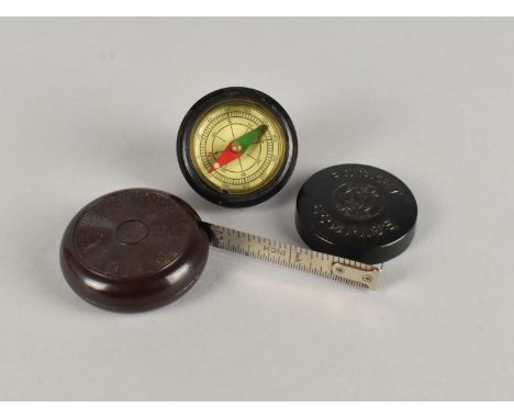 Two Vintage Bakelite Items, Compass by ELS and a Tape Measure for 36"