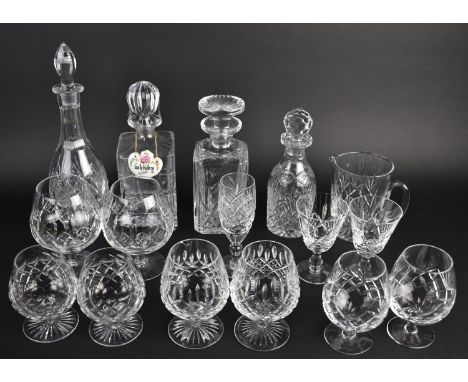 A Collection of Various Cut Glass to Comprise Stuart Brandy Balloons, Tudor Brandy Balloons, Edinburgh Jug, Decanters etc