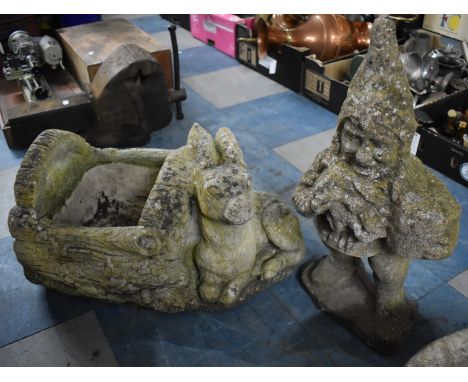 A Reconstituted Garden Gnome and Planter