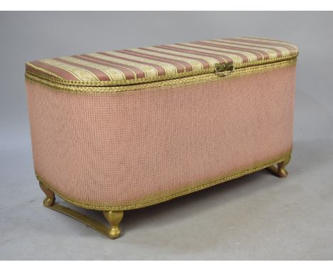 A Loom Style Demilune Ottoman with Upholstered Hinged Seat, 93cms Wide