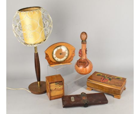 A Collection of Various Mid Century Items to Comprise Teak Table Lamp, Mantle Clock etc