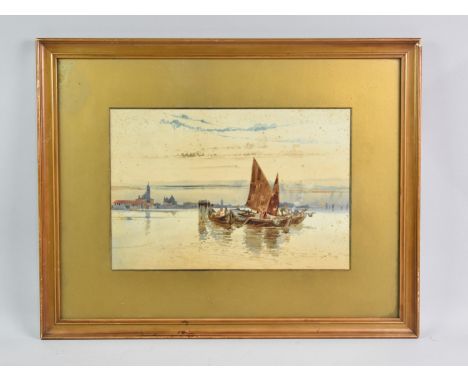 A Framed Watercolour, Fishing Boats off Palermo, 33x22cms