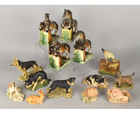 A Collection of Various Ceramic and Resin Animal Ornaments to Include Border Fine Arts, Aynsley, Crown Staffordshire etc
