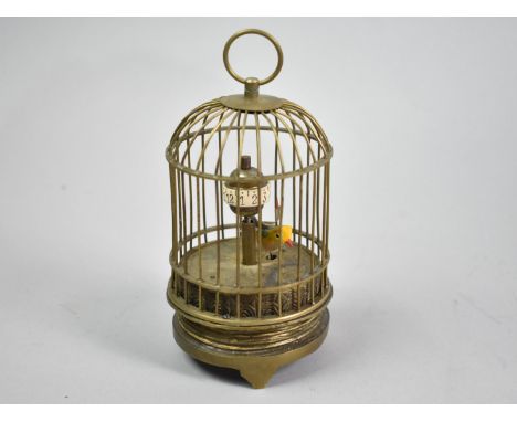 A Small Reproduction Automaton Birdcage Clock, Working Order, 12cms High