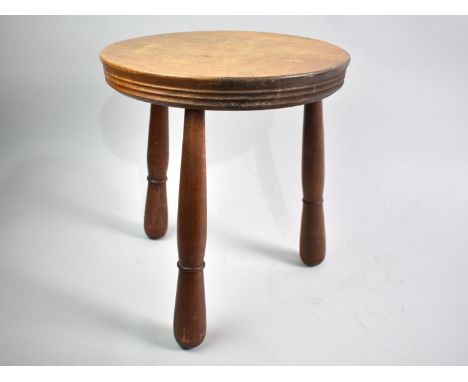 A Late 20th Century Circular Three Legged Stool, 28cms Diameter and 30cms High