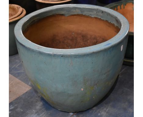 A Glazed Circular Patio Planter, 49cms Diameter and 37cms High