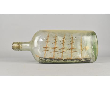 A Nicely Made 19th Century Folk Art Ship In a Bottle Depicting Five Masted Ship, 28cms Wide