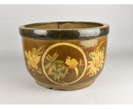 A Salt Glazed Circular Garden/Patio Planter, 35cms Diameter and 23cms High