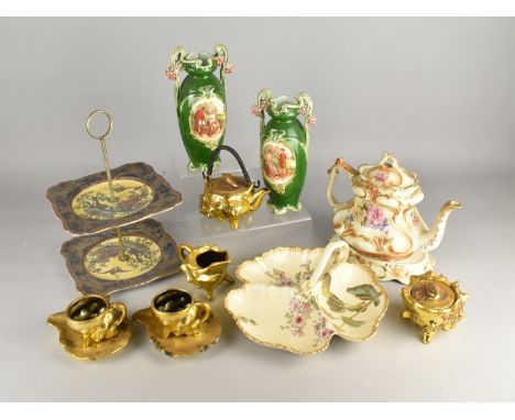 A Collection of Various Early and Mid 20th Century Ceramics to Comprise Pair of German Jugendstil Style Vases, Blush Ivory Te
