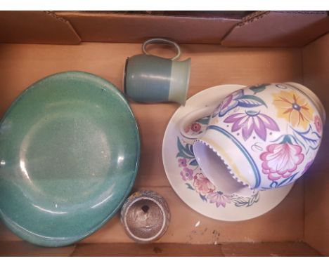 A mixed collection of Mid Century pottery to include Poole Pottery Jug &amp; Plates etc