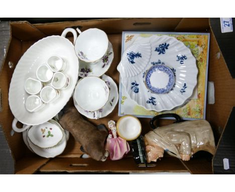 A mixed collection of items to include Aynsley Walrus, Royal lady figure &amp; large Winston Churchill toby jug, Hammersley c