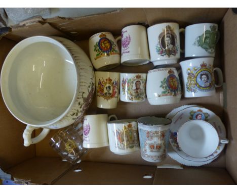 A Collection of Commemorative Royal Ceramics to include Elizabeth II, Edward VII, George VI examples, Queen Victoria Diamond 