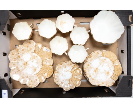 Wileman Shell Shaped 6171 patterned tea ware including trio's, sugar bowl, cake plate etc 
