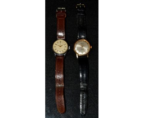 Watches - a vintage Ingersoll Triumph wristwatch, cream dial, Arabic numerals, minute track, stainless steel case, manual mov