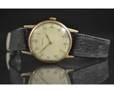 A vintage Enicar Alprosa wristwatch, silvered dial, Arabic numerals, minute track, gold coloured arrow hands, manual 17 jewel