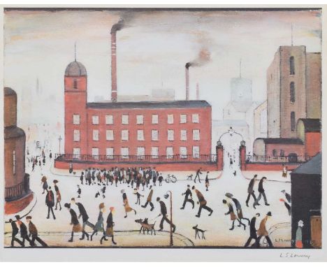 After Laurence Stephen Lowry R.A. (1887-1976), "Mill Scene", signed in pencil in the margin, from an edition of 750, publishe