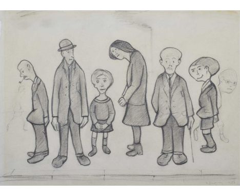 After Laurence Stephen Lowry R.A. (1887-1976), "Family Group", unsigned, with accompanying certificate of authenticity on ver