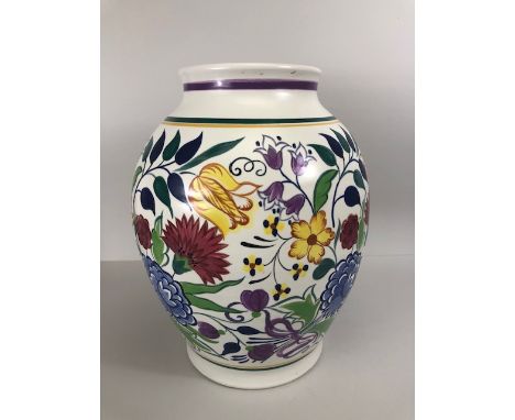 Poole Pottery, larger size vintage vase from the Flora Abundance range designed by Turda Carter approximately 32cm high, 20cm