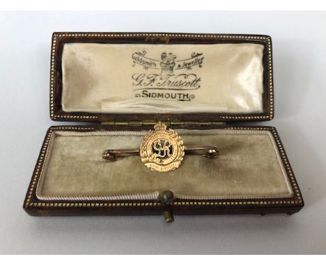 Militaria jewellery interest, 9ct gold George V sweet heart bar brooch for the Royal Engineers approximately 2.8g 