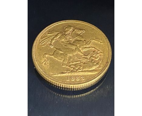 Rare Victorian Full Gold Sovereign dated 1883 Young Head portrait of Queen Victoria with letter S below neck for Sydney Mint
