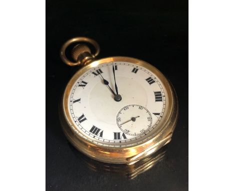 Antique pocket watch, Moon by Dennison watch company, case engraved  guaranteed two plates of composition 10ct gold, A.F 