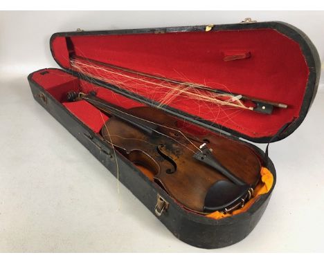 Musical instruments, Antique Violin with internal printed label Della Costa (Pietro) one piece back ebony mounts, Ebony and M