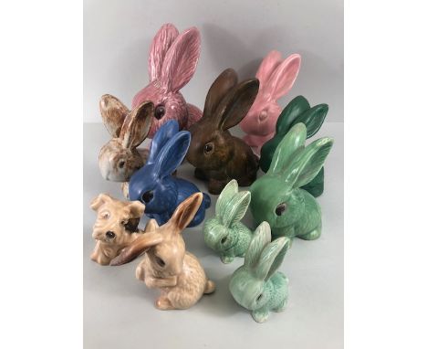 Sylvac Ware collectables, collection of Sylvac Bunnies  ranging in size from 10cm - 25cm high , 10 in total, and a terrier 