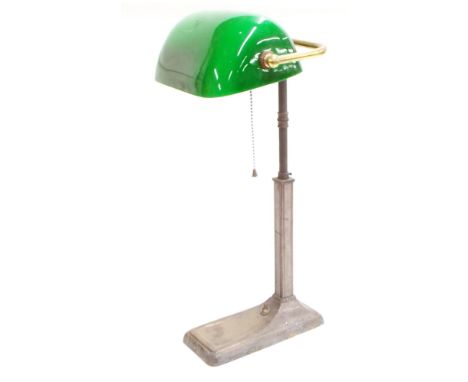 Vintage Banker's desk lamp,&nbsp;with green glass shade, 10.5" wide, 18" high