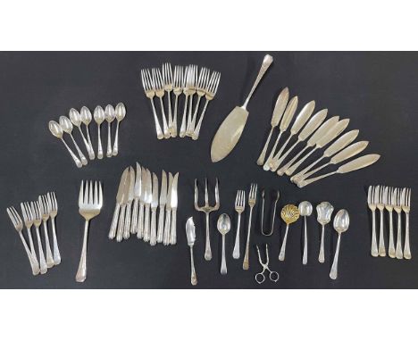 Selection of assorted matching pattern Lee &amp; Wigfull silver and silver plated flatware,&nbsp;including&nbsp;ten silver ca