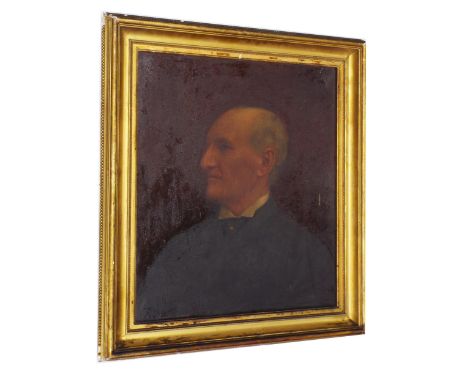 English School (19th century) -&nbsp;portrait of a gentleman, head and shoulders wearing dark costume, the white collar of hi