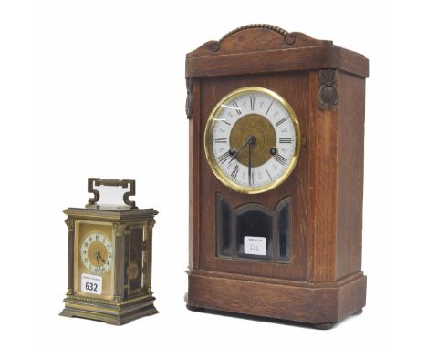 Good French repeating carriage clock, the backplate stamped Paris with 'EGL' trademark, Arabic numeral dial, lever platform e