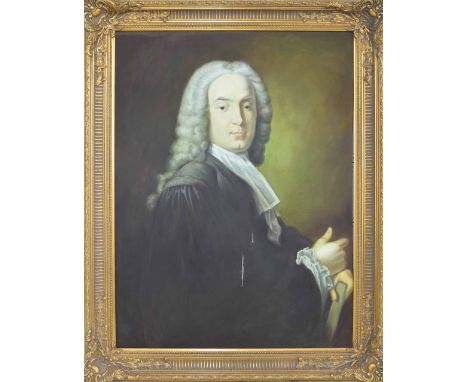 After The Antique,&nbsp;portrait of a gentleman, possibly a lawyer or barrister, half length wearing black robes, white colla
