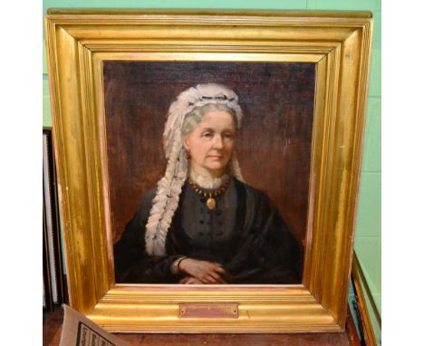 English School (19th century) Portrait of Miss Elizabeth Rawson, indistinctly signed, oil on canvas, restored and damaged (a.