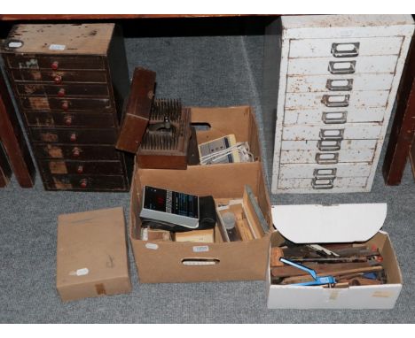 A quantity of watch parts; clock and watch tools; a staking tool set; a jewellery Rayner diamond tester; jewellery equipment 