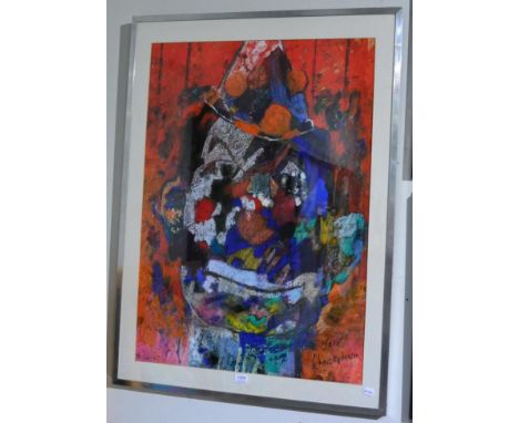 Jose Christopherson (1914-2014) Head and shoulders portrait of a clown, signed, oil on board 