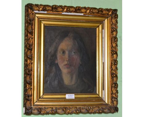 E Philp (20th century), Portrait of a young girl, signed, oil on canvas