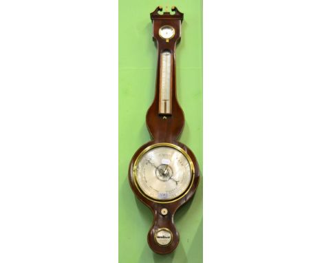 A mahogany wheel barometer signed Bellatti, Newark