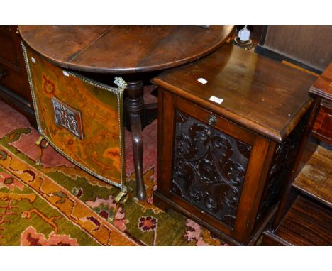 A brass firescreen; and a late Victorian coal purdonium 
